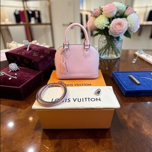 Louis Vuitton Pink Alma BB Epi Leather Top Handle with Strap